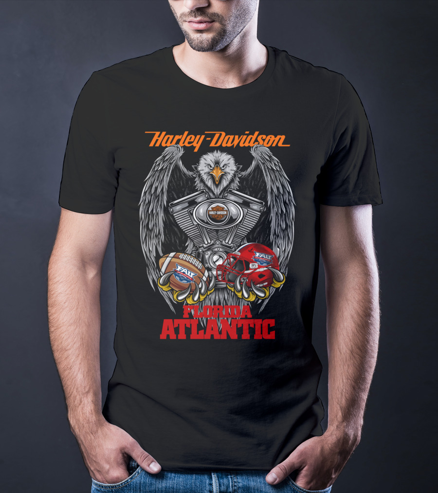 Harley Davidson Florida Atlantic Fau Owl Football T-Shirt