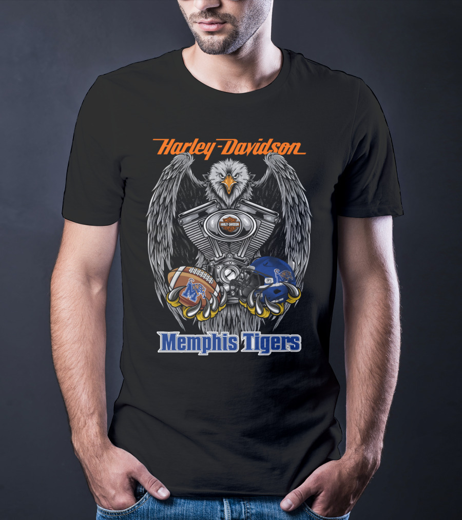 Harley Davidson Memphis Tigers Ncaa3 Mt Football Eagle Engine T-Shirt