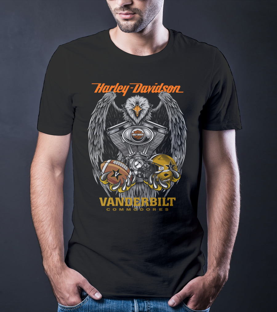 Harley Davidson Vanderbilt Commodores Ncaa Football Eagle Engine T-Shirt