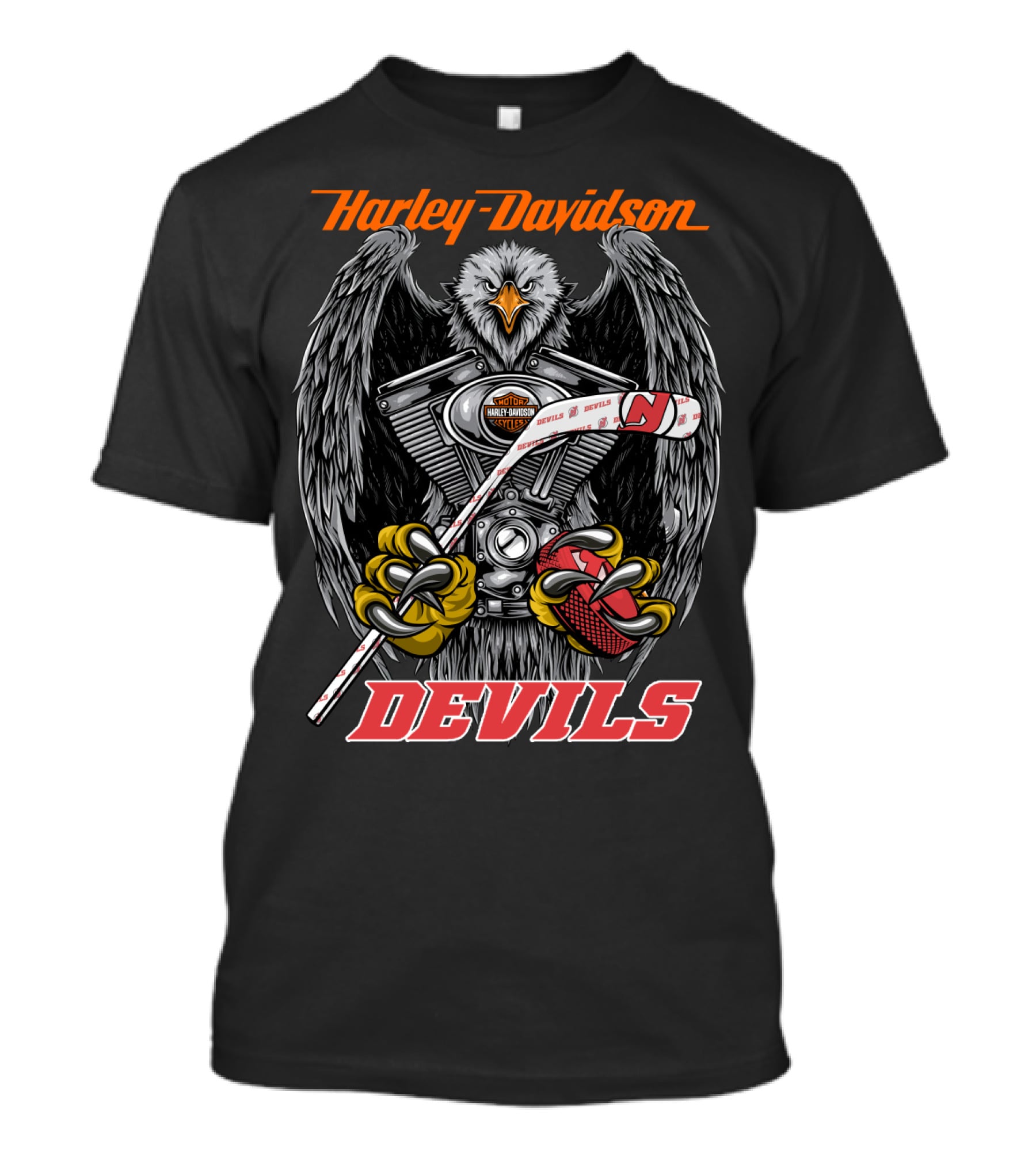 Harley Davidson Devils Nhl Njd Eagle Engine Hockey Stick T-Shirt