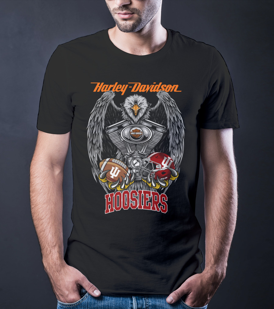 Harley Davidson Hoosiers Ncaa Football Eagle T-Shirt