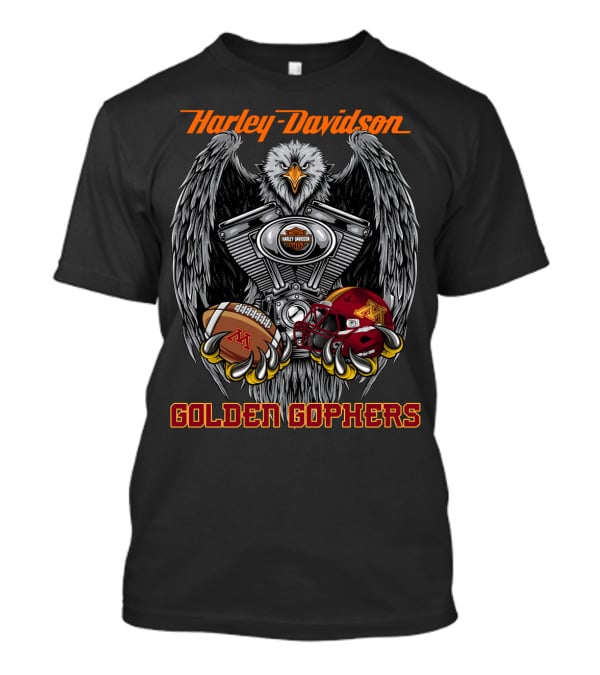 Harley Davidson Golden Gophers Football Eagle Engine T-Shirt