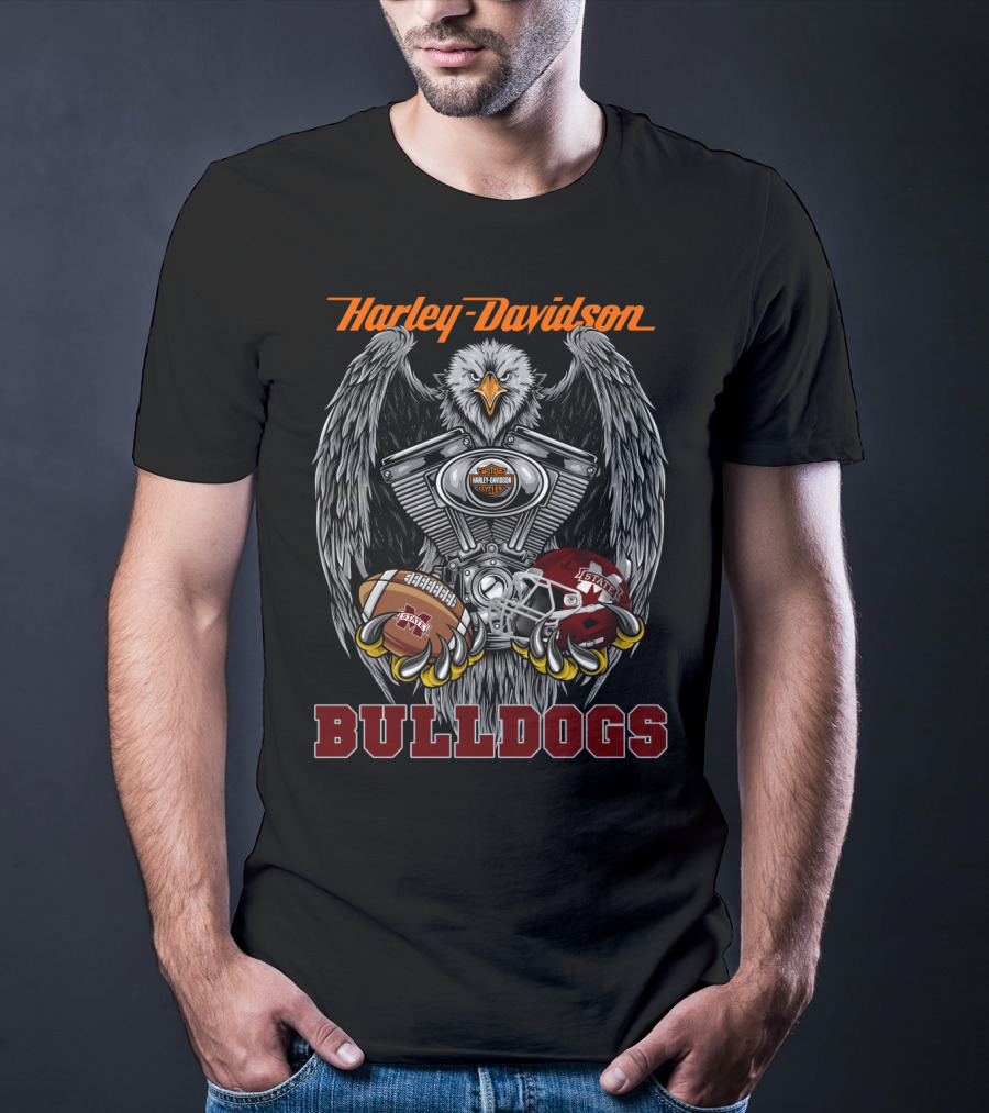 Harley Davidson Bulldogs Football Eagle Engine Mississippi State T-Shirt