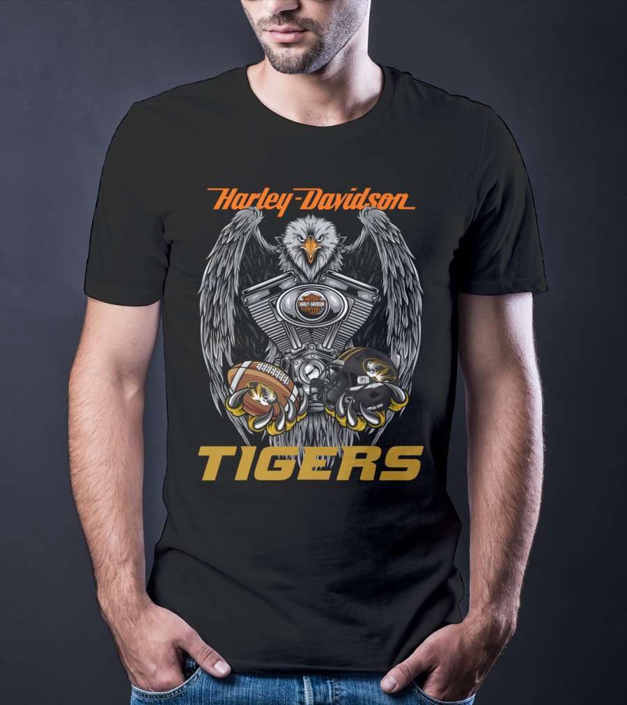 Harley Davidson Tigers Football Eagle Engine T-Shirt