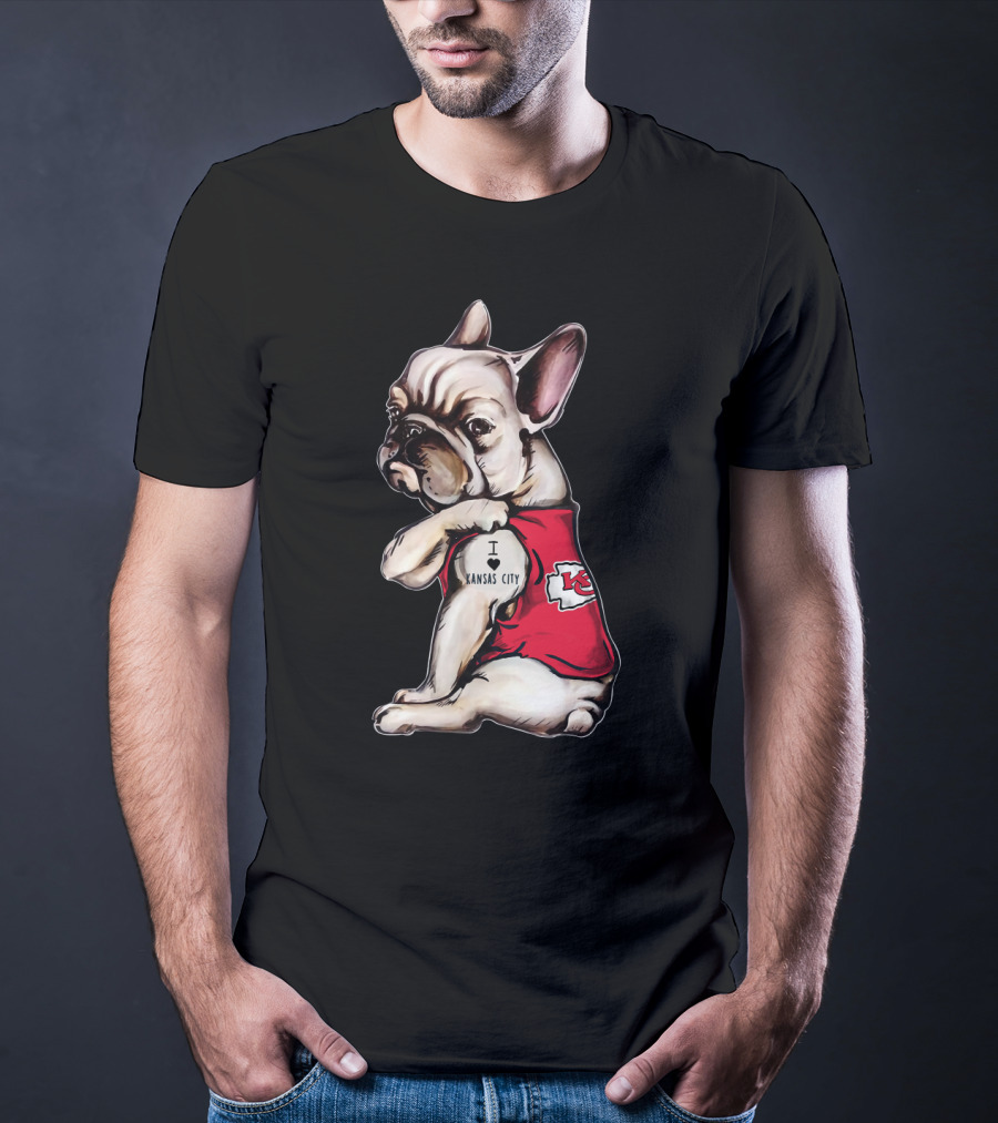 Kansas City Chiefs I Love Kansas City Bulldog Tattoo T-Shirt