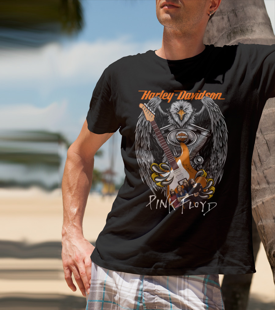 Harley Davidson Pink Floyd Eagle Guitar Motif T-Shirt