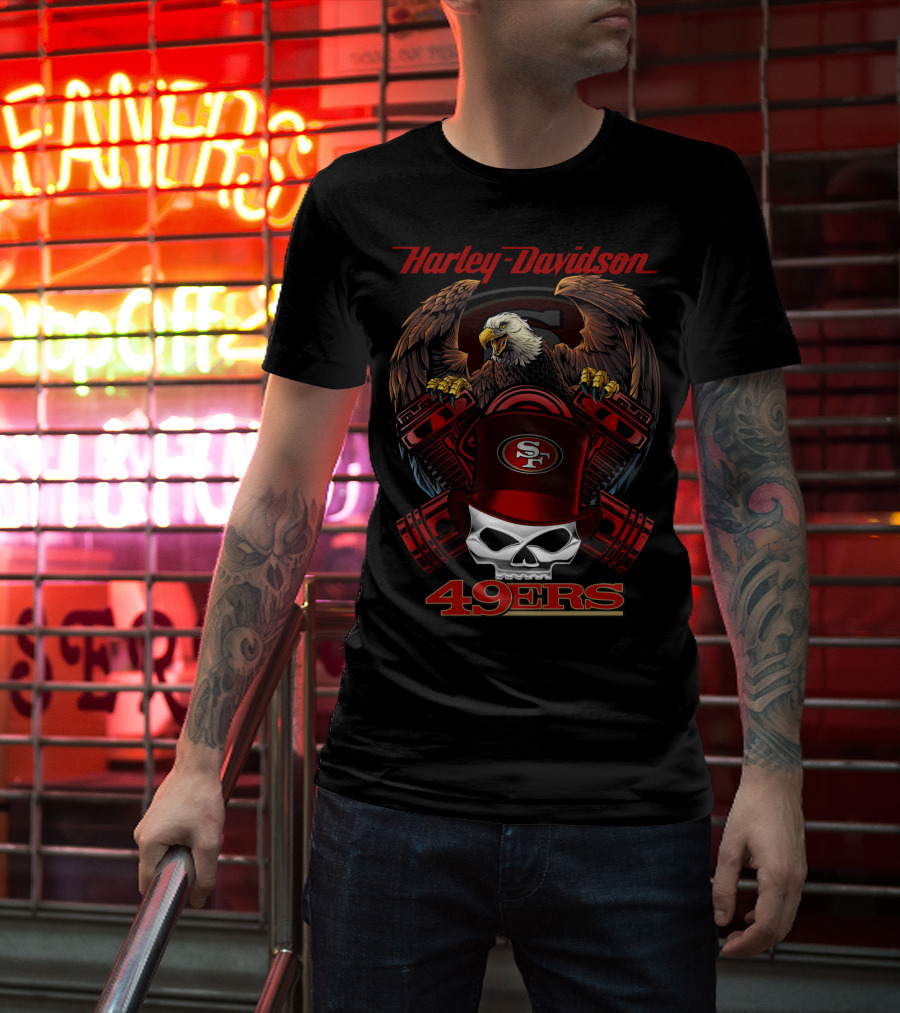 Harley Davidson Sf 49ers Eagle Skull Nfl 49ers T-Shirt
