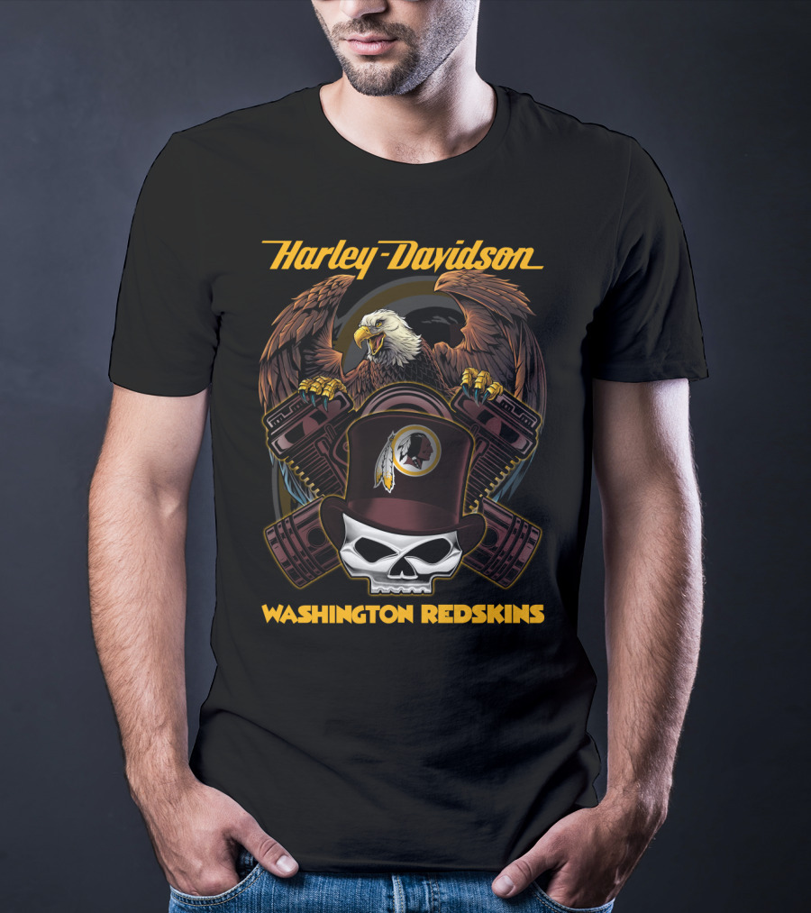 Harley Davidson Washington Redskins Eagle Skull T-Shirt