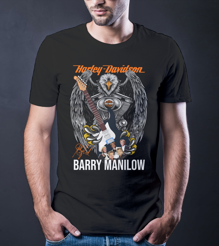 Barry Manilow Harley Davidson Eagle Guitar Artwork T-Shirt