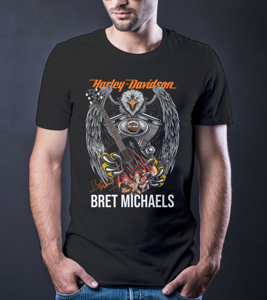 Harley Davidson Bret Michaels Eagle Guitar T-Shirt