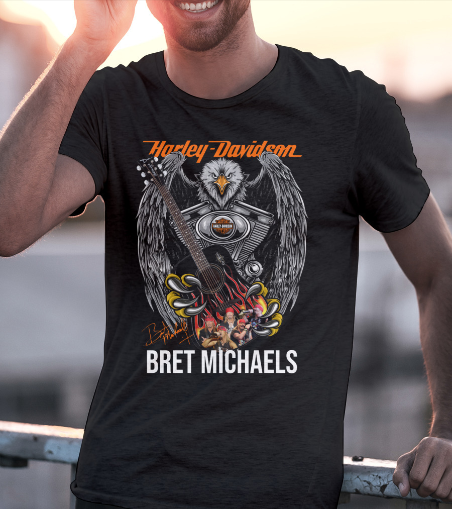 Harley Davidson Bret Michaels Eagle Guitar T-Shirt