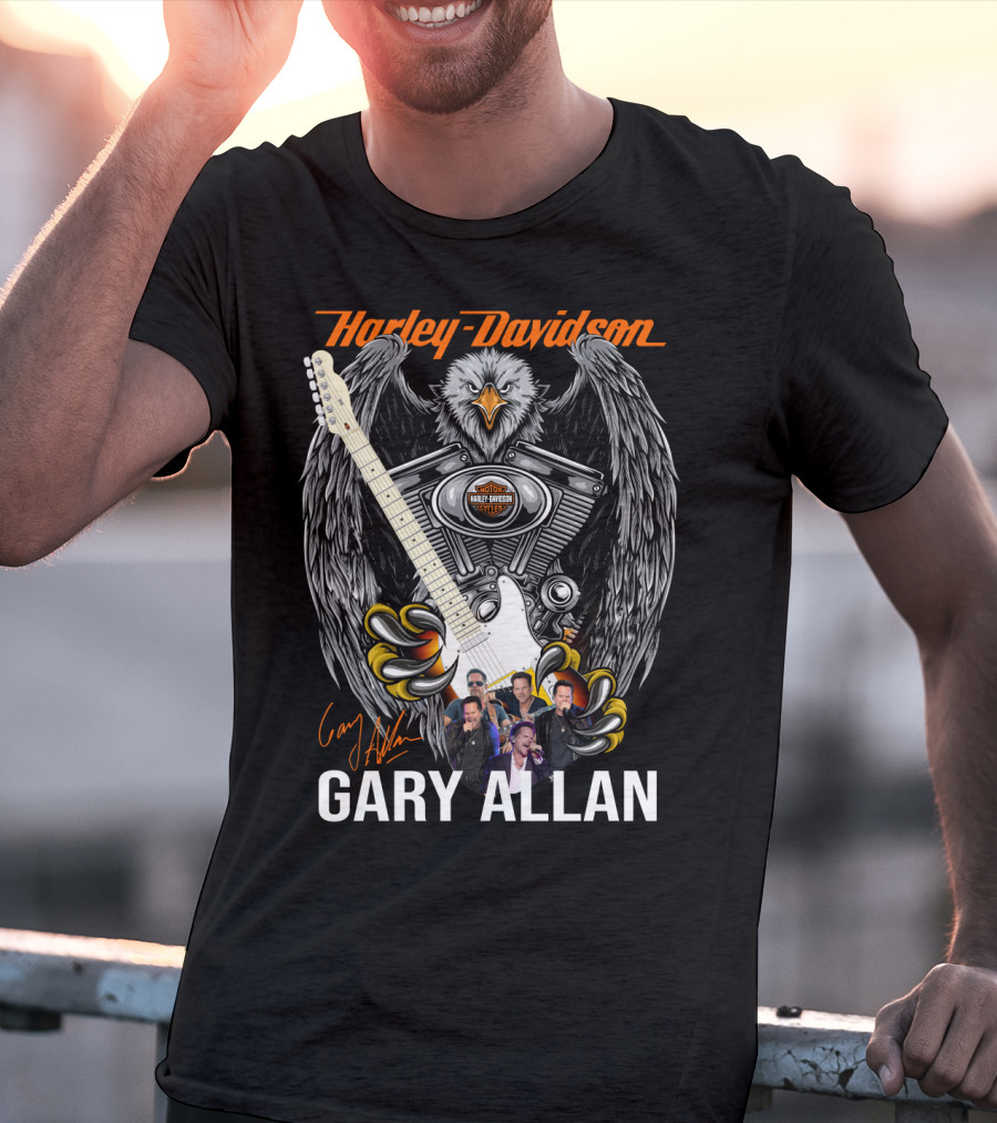 Harley Davidson 1903 Eagle Engine Guitar Gary Allan T-Shirt