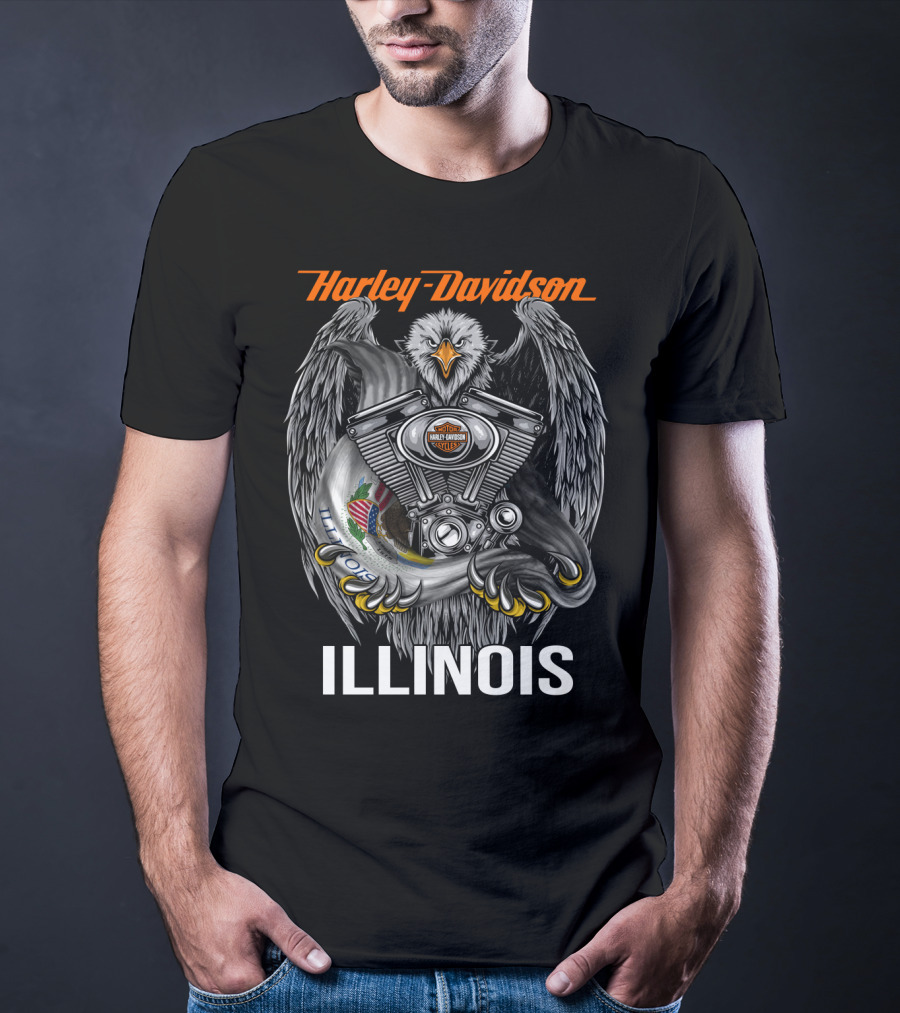 Harley Davidson Eagle Engine Illinois T-Shirt