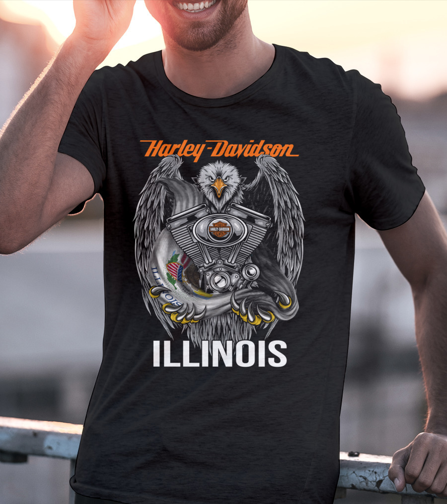 Harley Davidson Eagle Engine Illinois T-Shirt