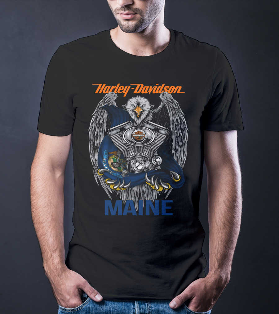 Harley Davidson Maine Eagle Engine T-Shirt