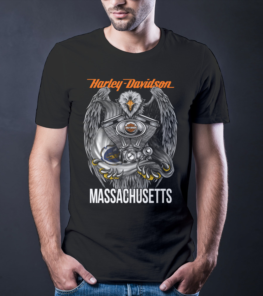 Harley Davidson Eagle Engine Massachusetts T-Shirt