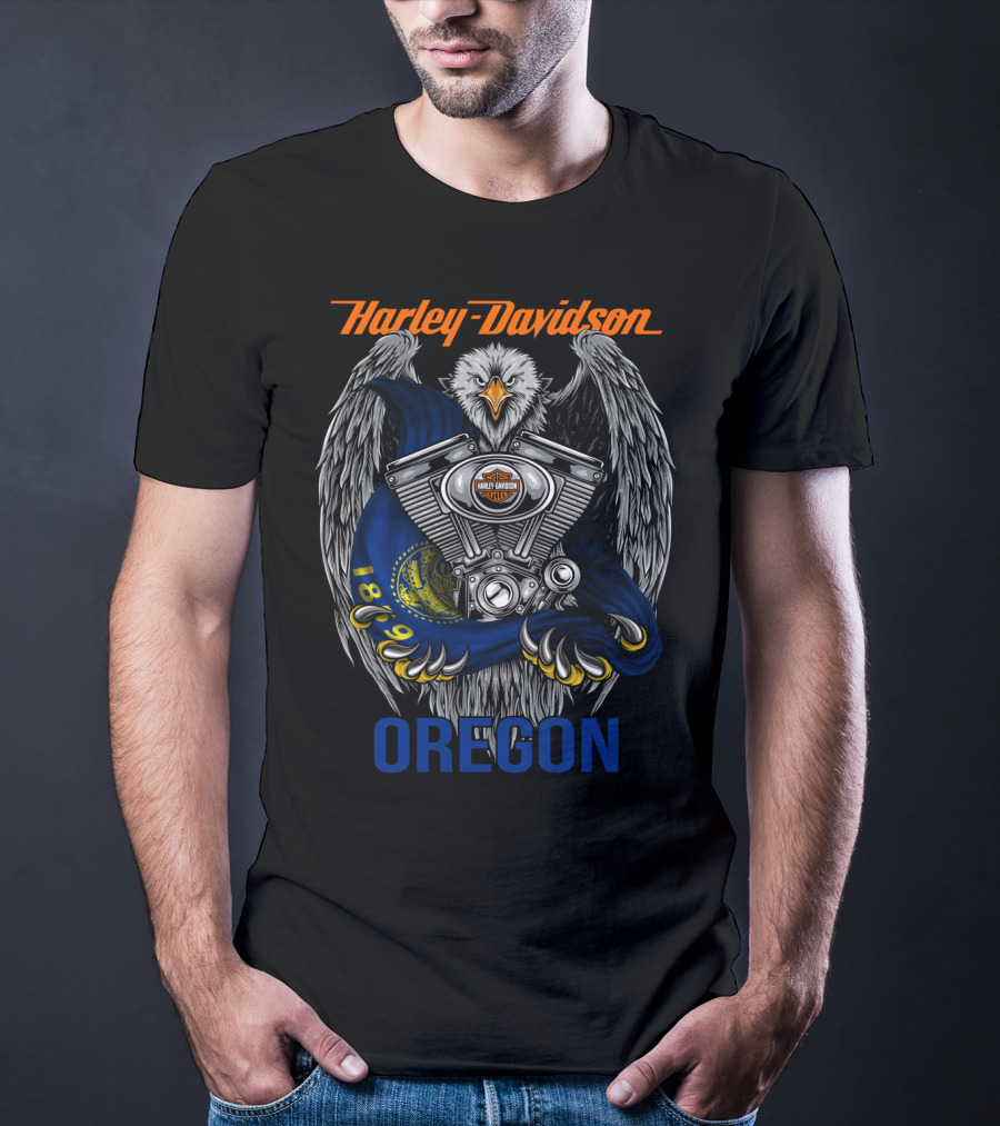 Harley Davidson Oregon Eagle Engine Flag 1899 T-Shirt