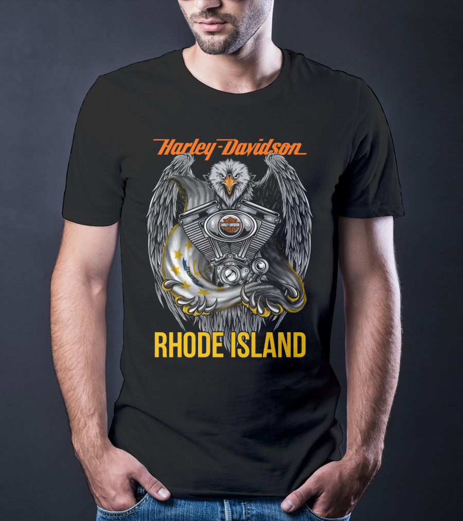 Harley Davidson Eagle Engine Rhode Island T-Shirt