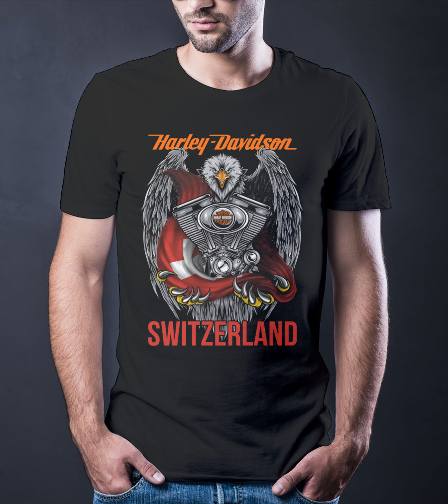 Harley Davidson Switzerland Eagle And Engine T-Shirt