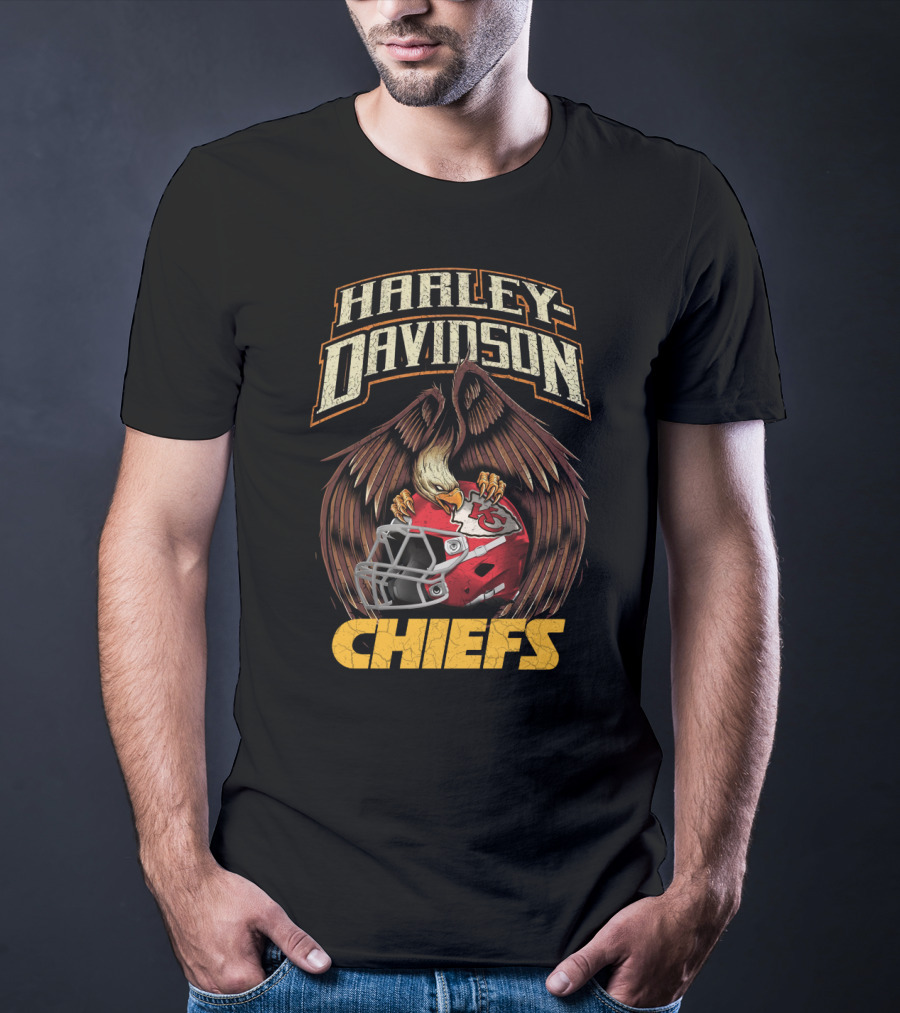 Harley Davidson Eagle Kansas City Chiefs Helmet Chiefs T-Shirt