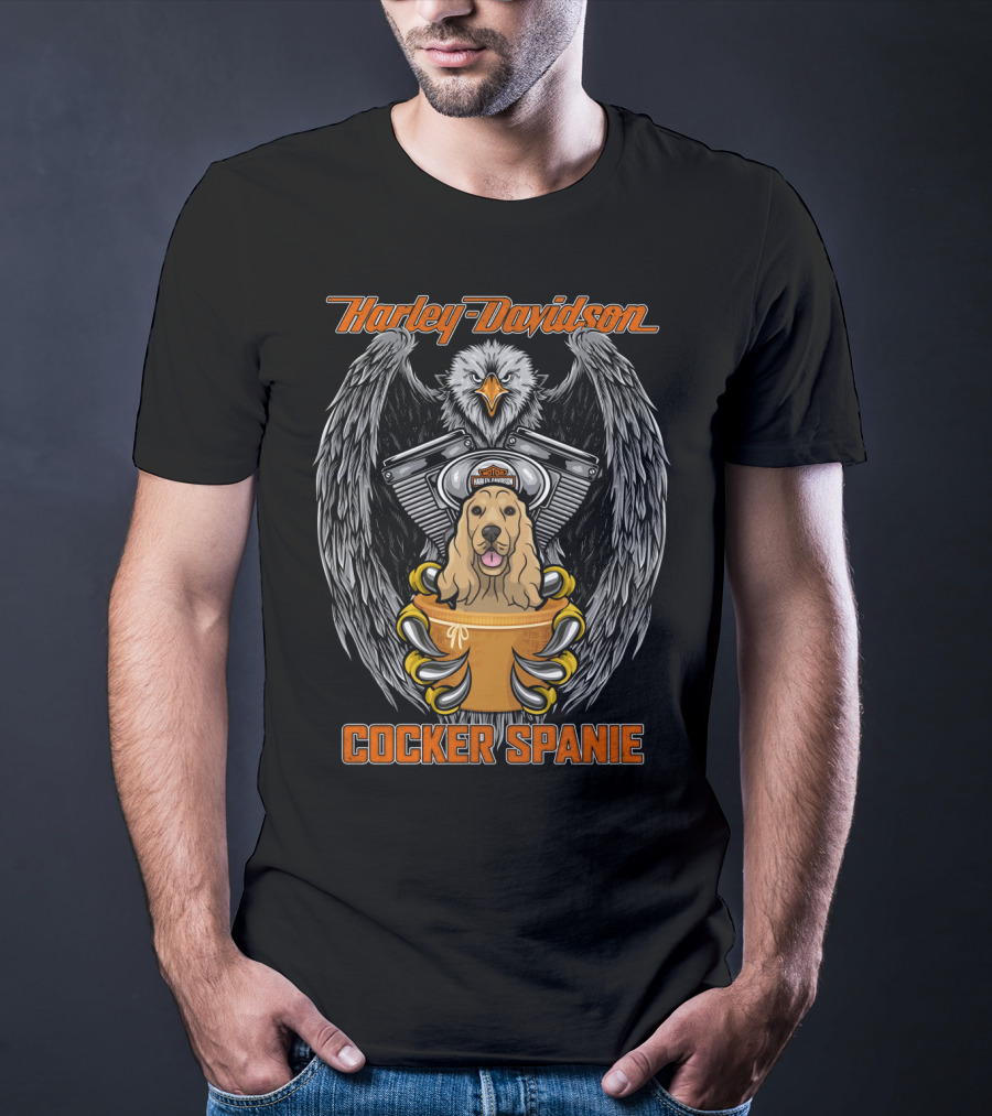 Harley Davidson Eagle Engine Cocker Spanie T-Shirt