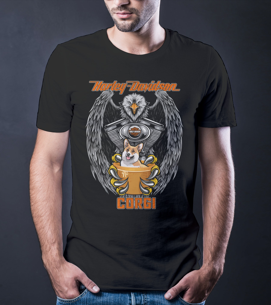 Harley Davidson Eagle Engine Corgi T-Shirt