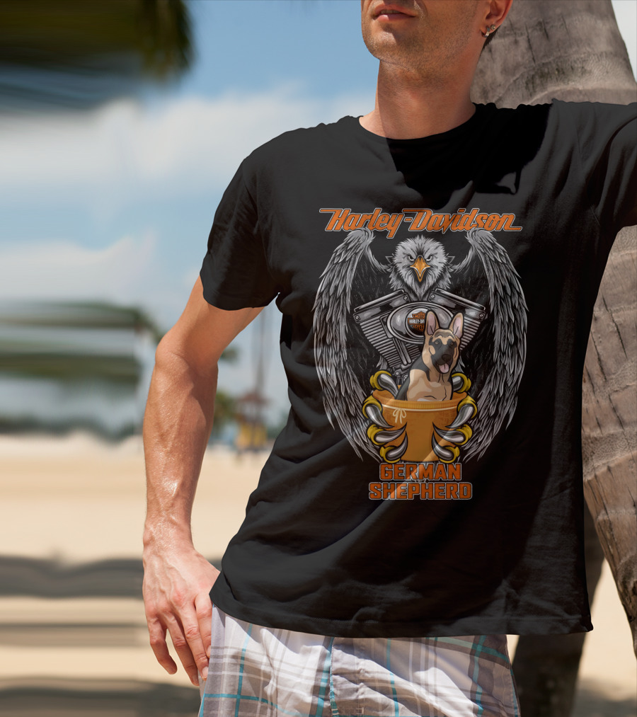 Harley Davidson German Shepherd Eagle Engine T-Shirt