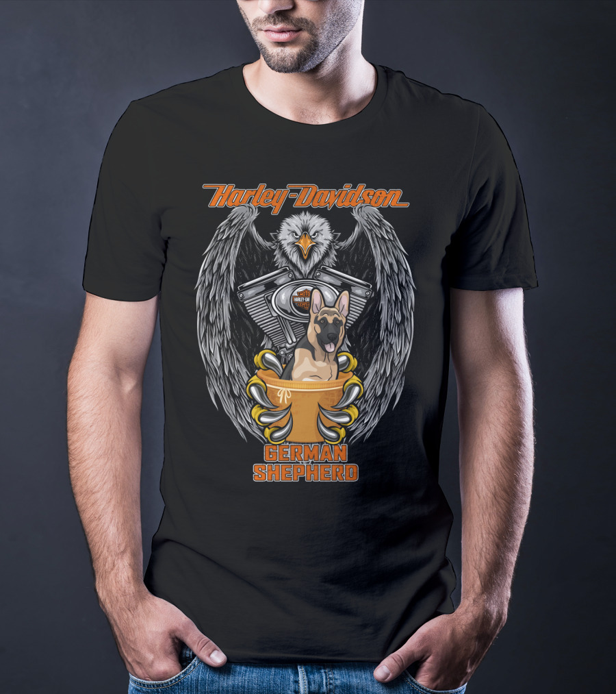 Harley Davidson German Shepherd Eagle Engine T-Shirt