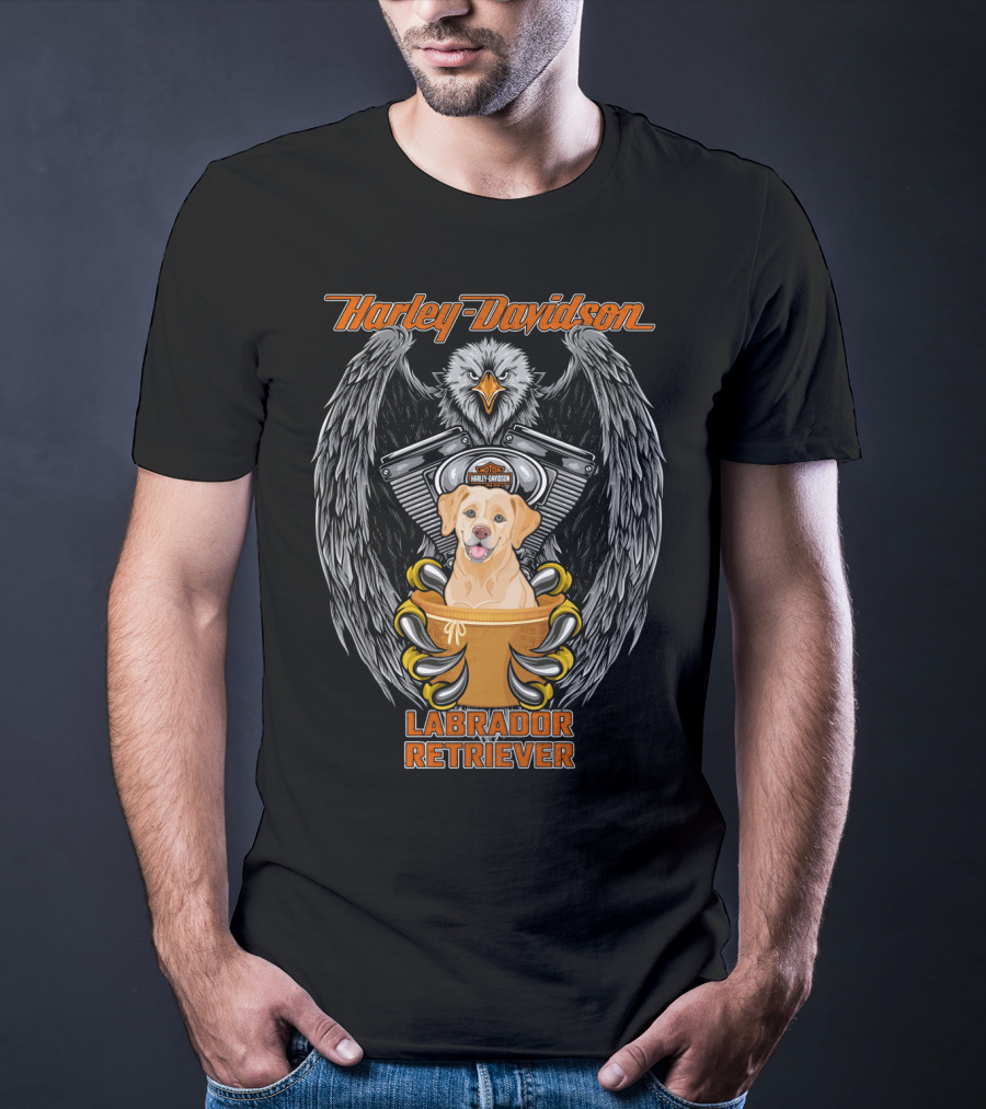 Harley Davidson Labrador Retriever Eagle Motif T-Shirt