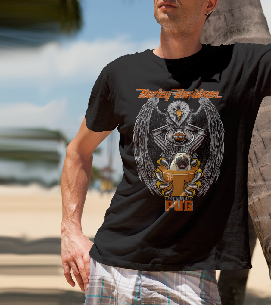 Harley Davidson Pug Eagle Engine T-Shirt