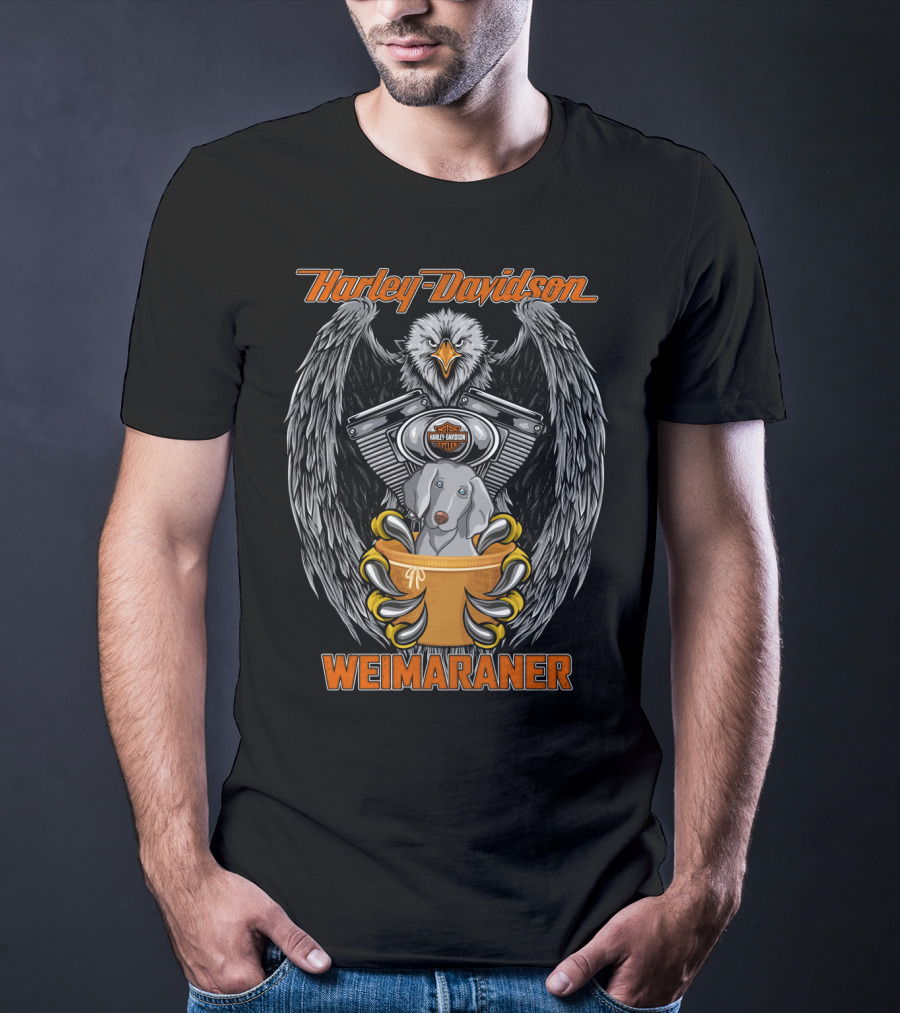 Harley Davidson Weimaraner Eagle Motorcycles T-Shirt