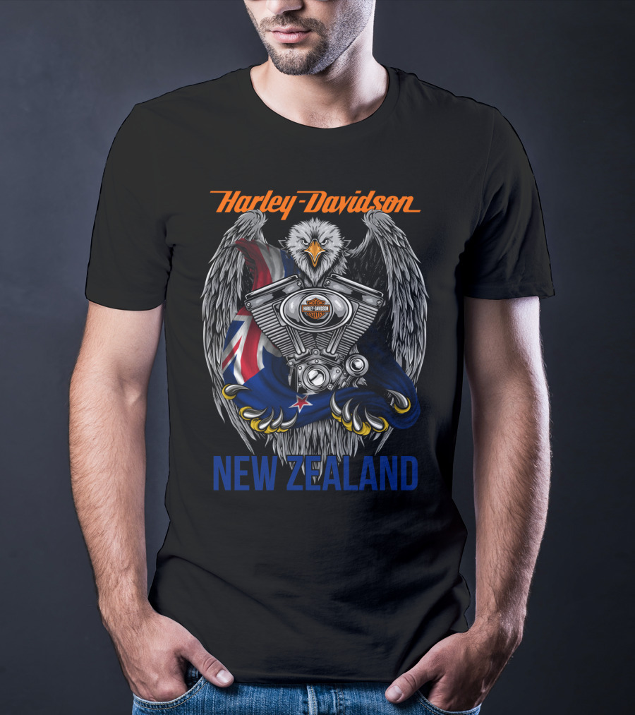 Harley Davidson New Zealand Eagle Engine Flag T-Shirt