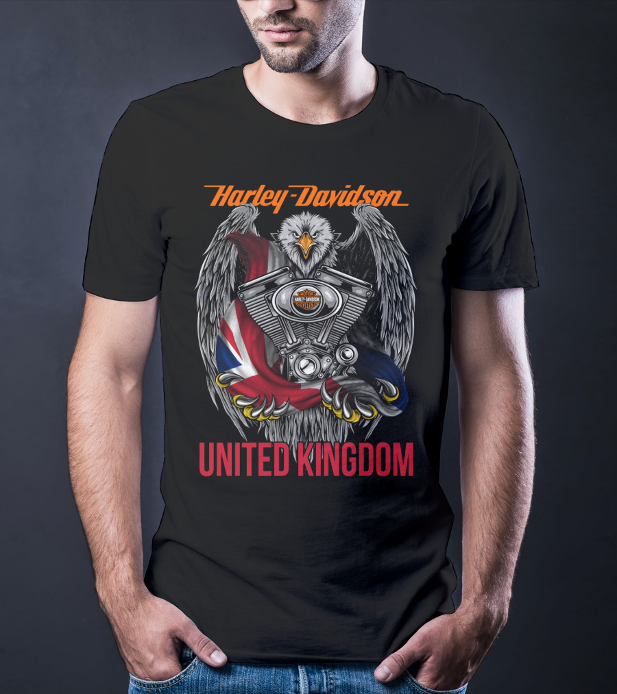 Harley Davidson United Kingdom Eagle Engine Flag T-Shirt