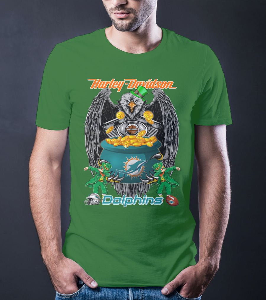 Harley Davidson Miami Dolphins Nfl Eagle Gold Coins T-Shirt