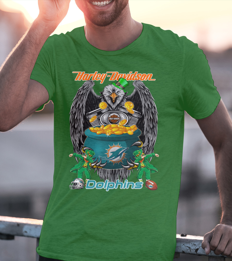 Harley Davidson Miami Dolphins Nfl Eagle Gold Coins T-Shirt