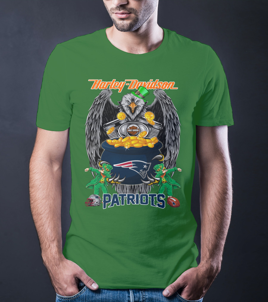 Harley Davidson Nfl New England Patriots 46 St. Patrick's Day T-Shirt