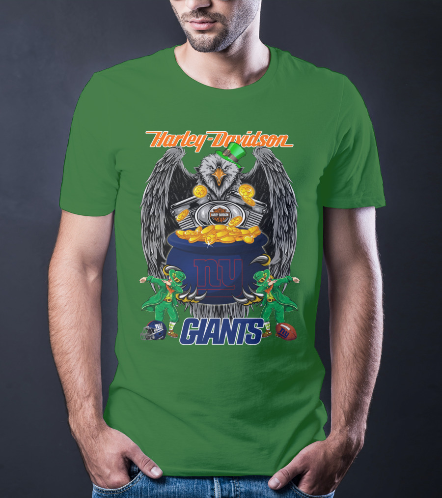 Harley Davidson Eagles And Leprechauns New York Giants Nfl Football T-Shirt