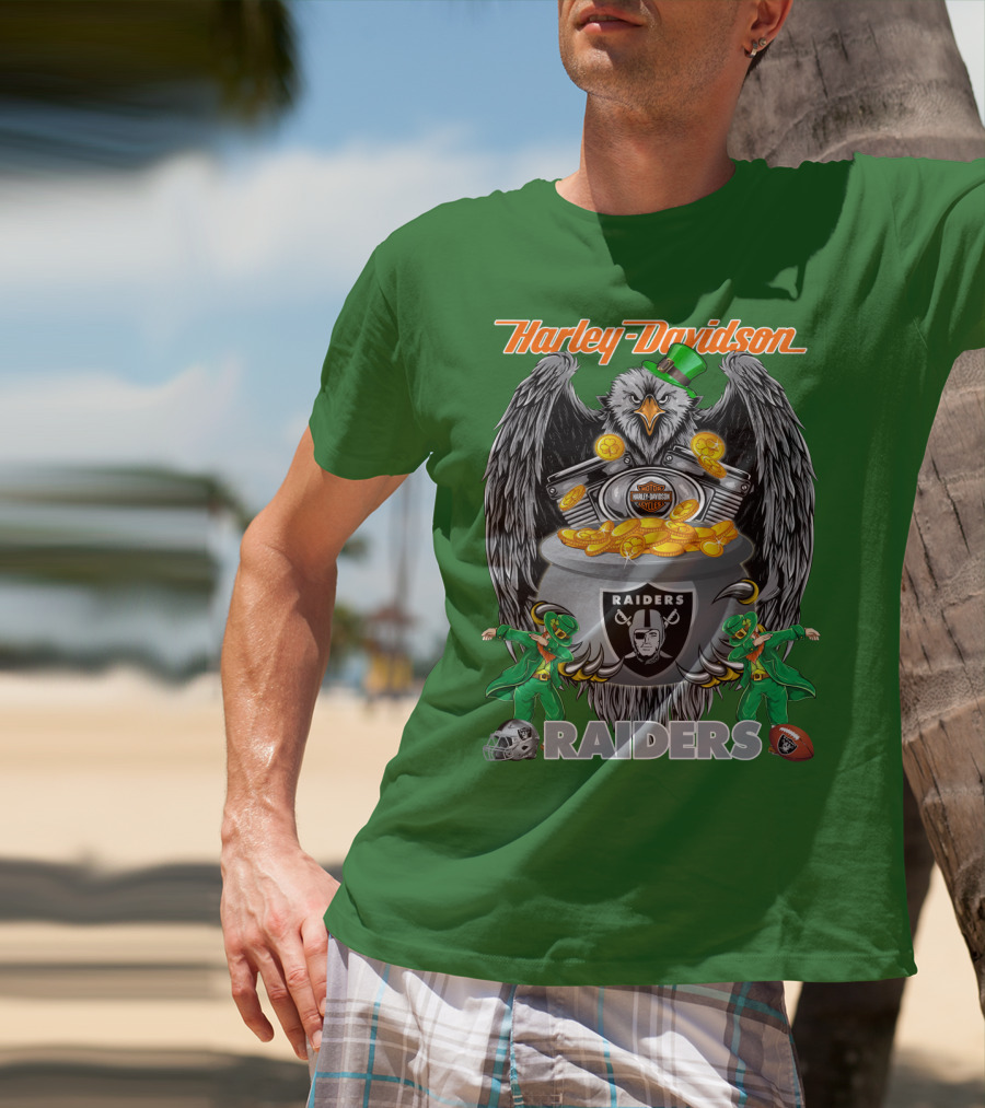 Harley Davidson Raiders Nfl Oakland Raiders Eagle Pot Of Gold T-Shirt