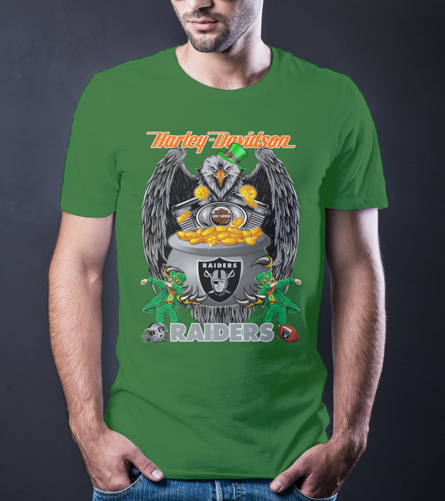 Harley Davidson Raiders Nfl Oakland Raiders Eagle Pot Of Gold T-Shirt
