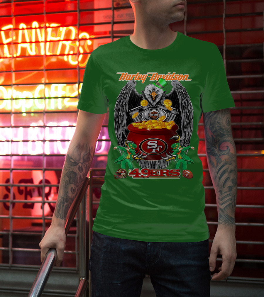 Harley Davidson San Francisco 49ers Nfl 49ers Leprechaun Pot Of Gold T-Shirt