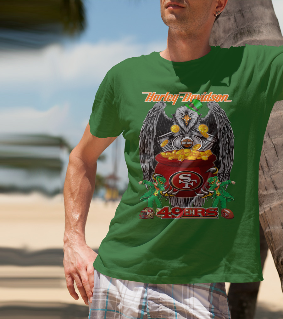 Harley Davidson San Francisco 49ers Nfl 49ers Leprechaun Pot Of Gold T-Shirt