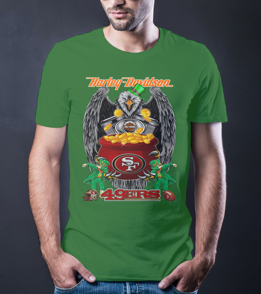 Harley Davidson San Francisco 49ers Nfl 49ers Leprechaun Pot Of Gold T-Shirt