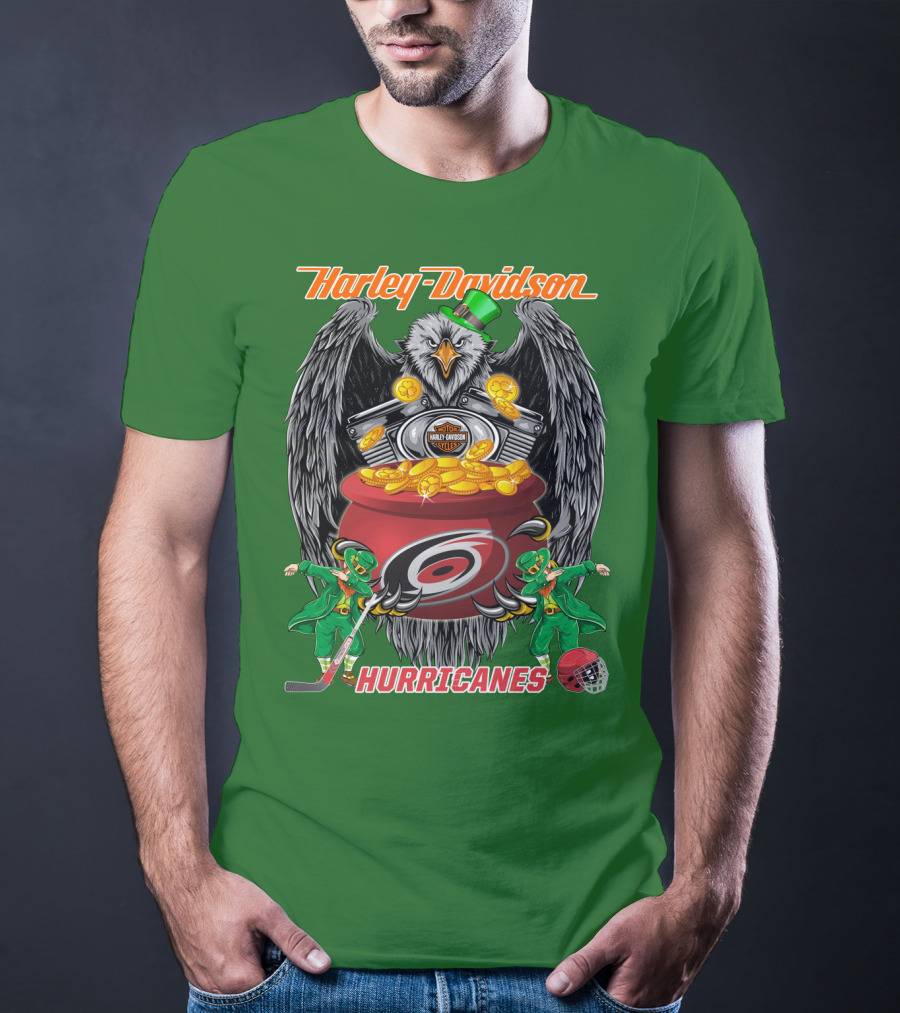 Harley Davidson Hurricanes Nhl Carolina Hockey Luck St. Patrick's Day Eagle T-Shirt