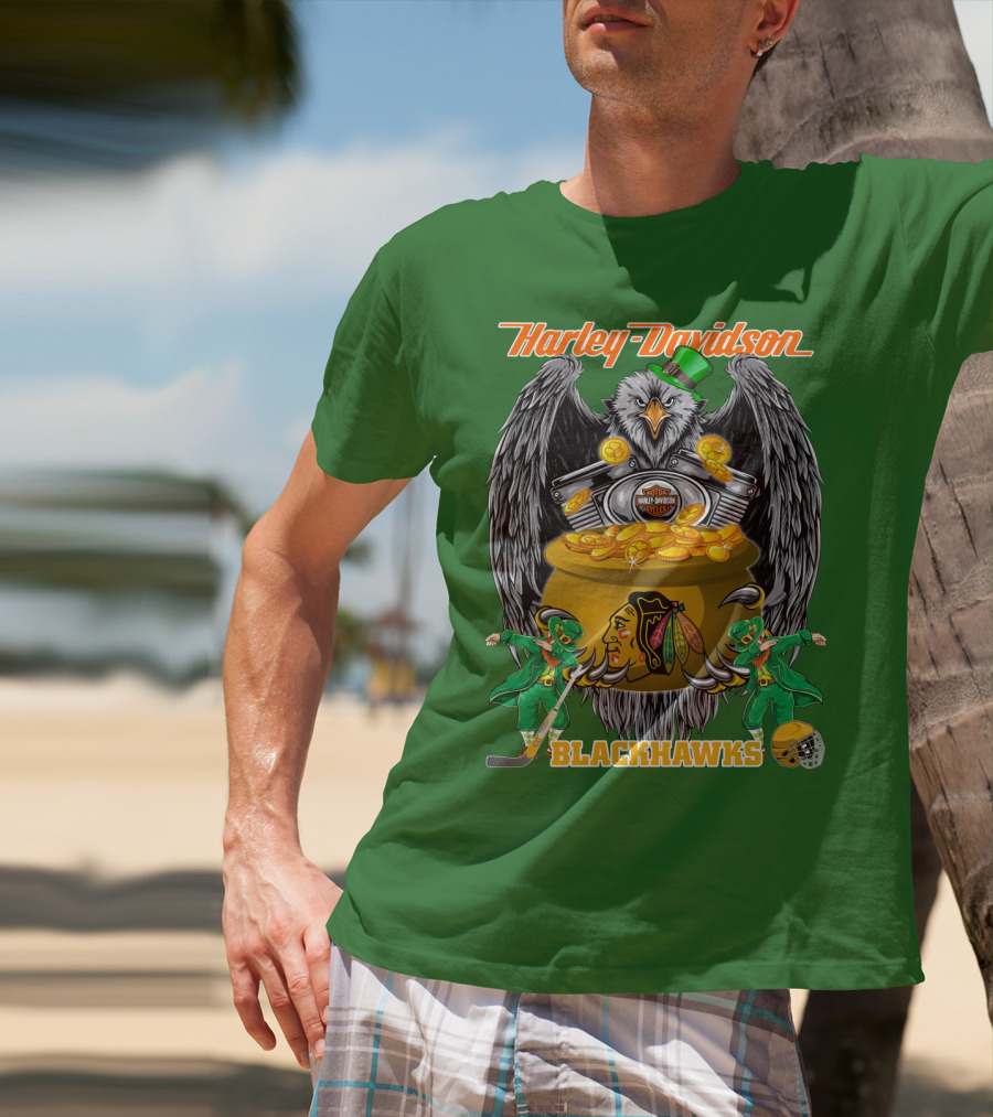Harley Davidson Nhl Chicago Blackhawks St. Patrick's Day T-Shirt