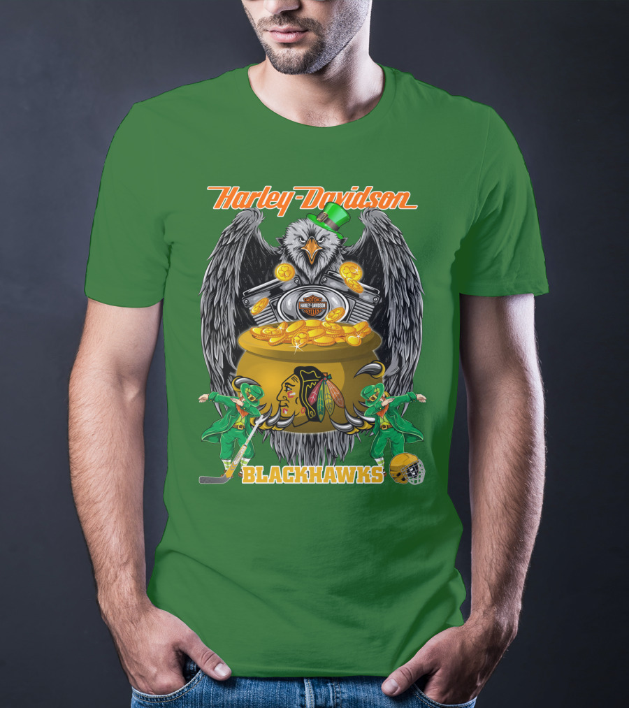 Harley Davidson Nhl Chicago Blackhawks St. Patrick's Day T-Shirt
