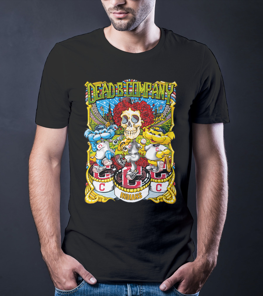 Dead & Company Mlb Cleveland Indians Skulls And Mascots T-Shirt