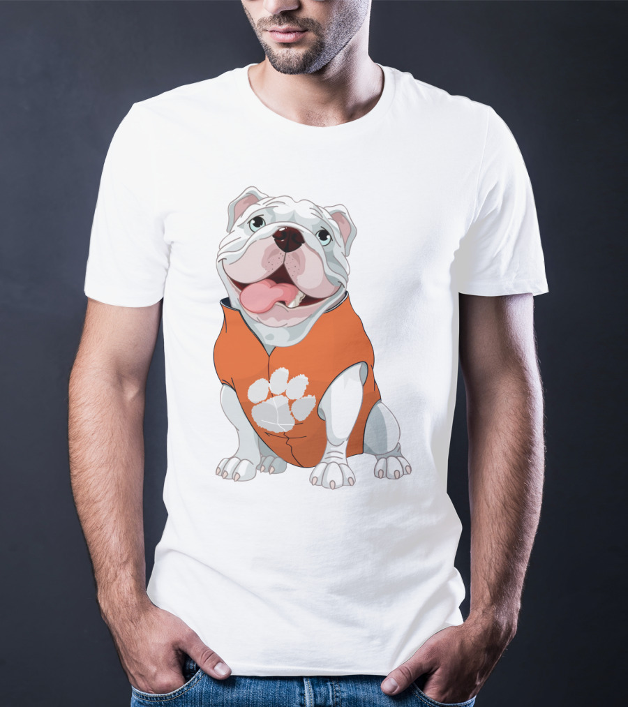 Clemson Tigers Bulldog In Orange Paw T-Shirt
