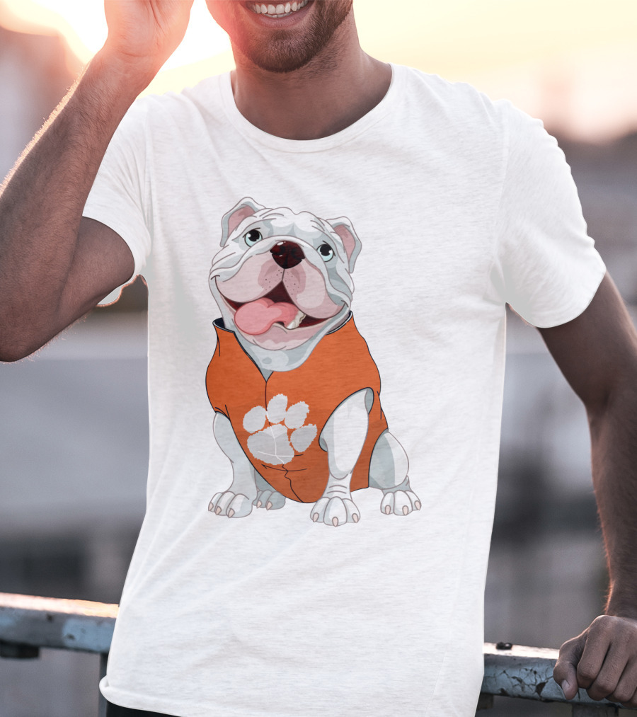 Clemson Tigers Bulldog In Orange Paw T-Shirt