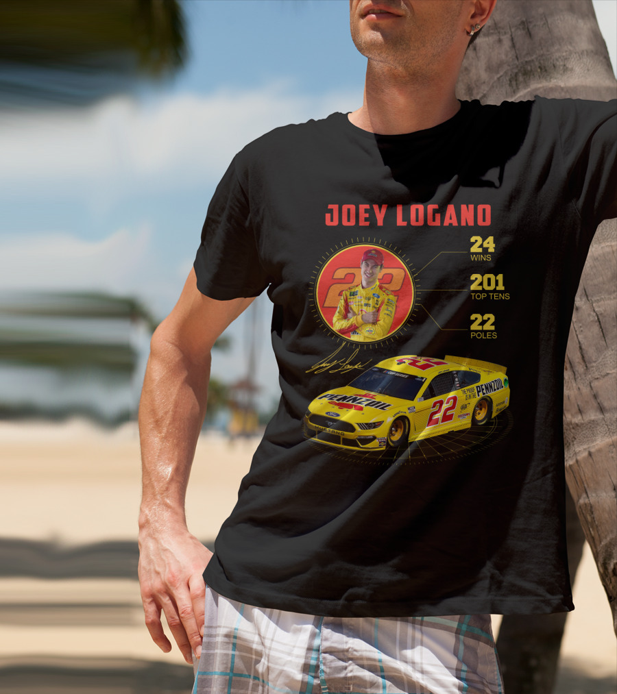Joey Logano 22 Pennzoil Racing Stats 24 Wins 201 Top Tens 22 Poles T-Shirt