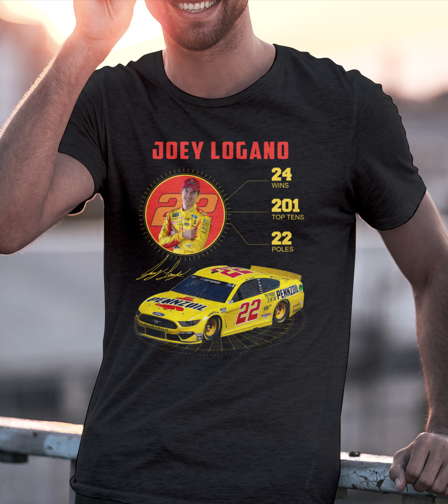 Joey Logano 22 Pennzoil Racing Stats 24 Wins 201 Top Tens 22 Poles T-Shirt